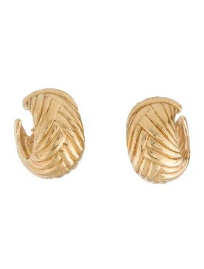 Pre-owned Saint Laurent Vintage Large Woven Clip-on Earrings In Multi