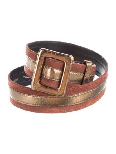 Pre-owned Saint Laurent Vintage Late 1980's - Early 1990's Waist Belt In Brown/metallic