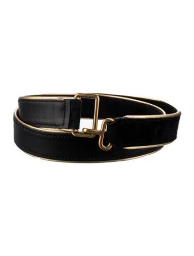 Pre-owned Saint Laurent Vintage Leather Belt In Black/gold