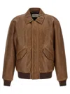 Saint Laurent Vintage Leather Bomber Jacket In Brown