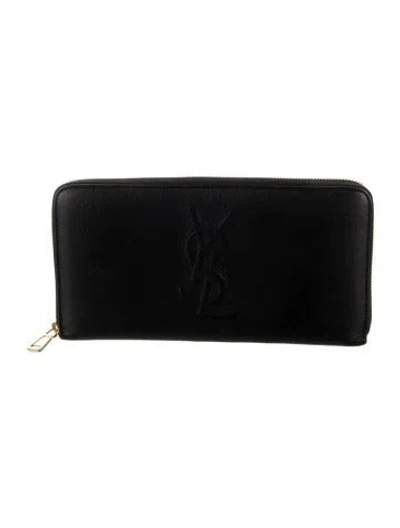 Pre-owned Saint Laurent Vintage Leather Continental Wallet In Black