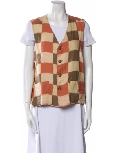 Pre-owned Saint Laurent Vintage Linen Vest W/ Tags In Brown