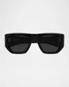 Saint Laurent Vintage Logo Acetate Square Sunglasses In Black