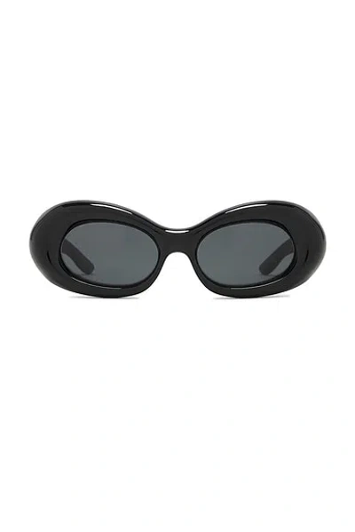 Saint Laurent Vintage Logo Plump Oval Sunglasses In Black