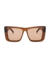 Saint Laurent Howl Rectangular Sunglasses Nylon Lenses Temples In Brown