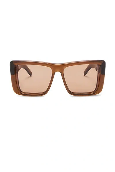 Saint Laurent Vintage Logo Plump Rectangular Sunglasses In Brown