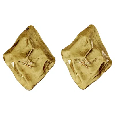 Pre-owned Saint Laurent Vintage Massive Yves  Ysl By Goossens Wrinkled Diamond Earrings In Multi