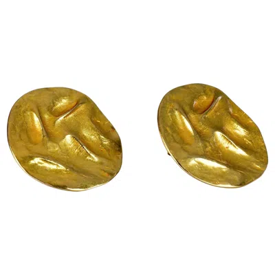 Pre-owned Saint Laurent Vintage Massive Yves  Ysl By Robert Goossens Wrinkled Disc Earrings In Multi