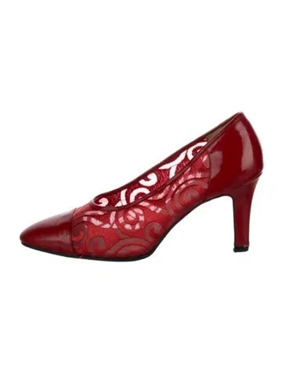 Pre-owned Saint Laurent Vintage Mesh Pumps In Red