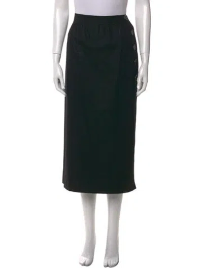 Pre-owned Saint Laurent Vintage Midi Length Skirt In Black