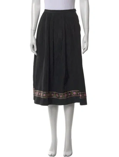Pre-owned Saint Laurent Vintage Midi Length Skirt In Black