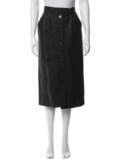 Pre-owned Saint Laurent Vintage Midi Length Skirt In Black