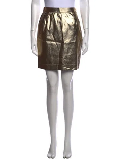 Pre-owned Saint Laurent Vintage Mini Skirt In Gold/metallic