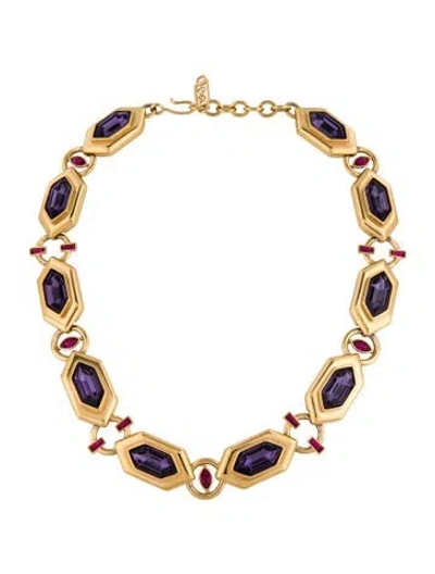 Pre-owned Saint Laurent Vintage Multicolor Stone Collar Necklace, 20"
