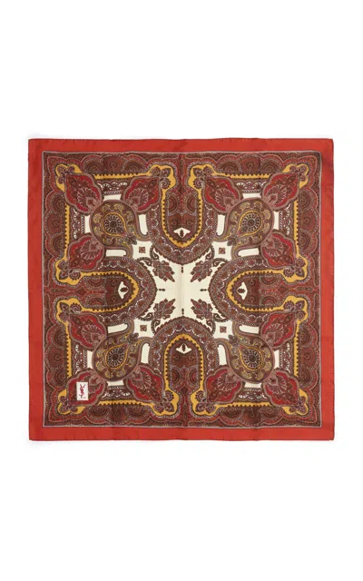 Saint Laurent Vintage Paisley Silk Scarf In Multi