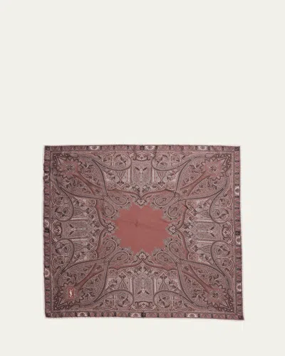 Saint Laurent Vintage Paisley Silk Twill Scarf In Light Brown Multicolor