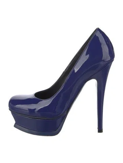 Pre-owned Saint Laurent Vintage Patent Leather Pumps In Blue