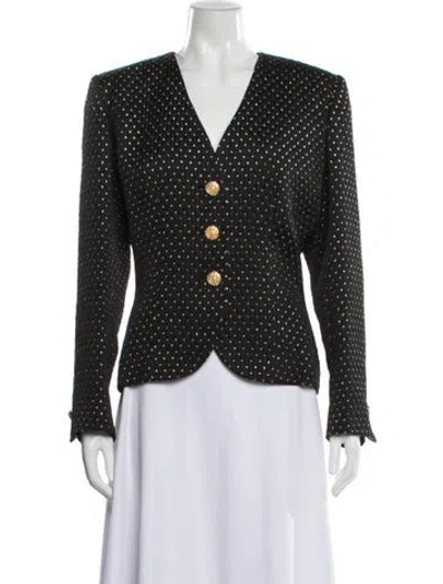 Pre-owned Saint Laurent Vintage Patterned Blazer In Black