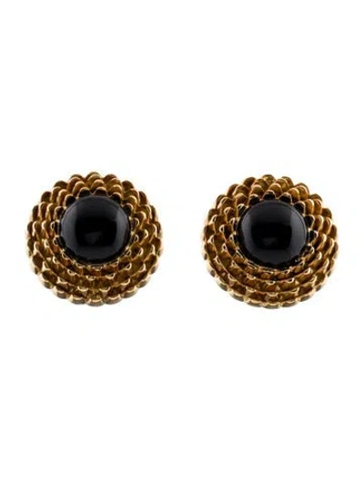 Pre-owned Saint Laurent Vintage Resin Cabochon Clip-on Earrings In Multi