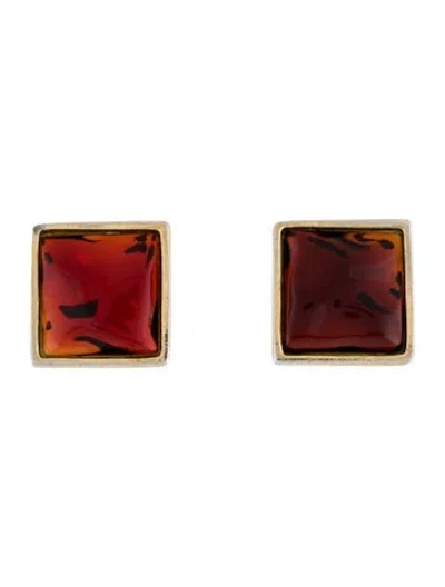 Pre-owned Saint Laurent Vintage Resin Clip-on Earrings In Multi