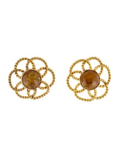 Pre-owned Saint Laurent Vintage Resin Clip-on Earrings In Multi