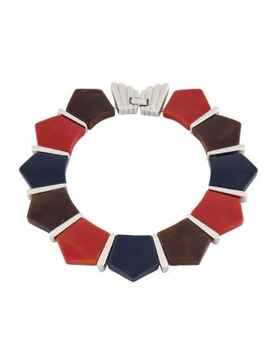 Pre-owned Saint Laurent Vintage Resin Collar Necklace, 14.5" In Multi