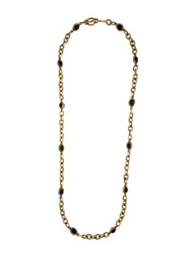 Pre-owned Saint Laurent Vintage Resin Station Necklace, 37" In Black