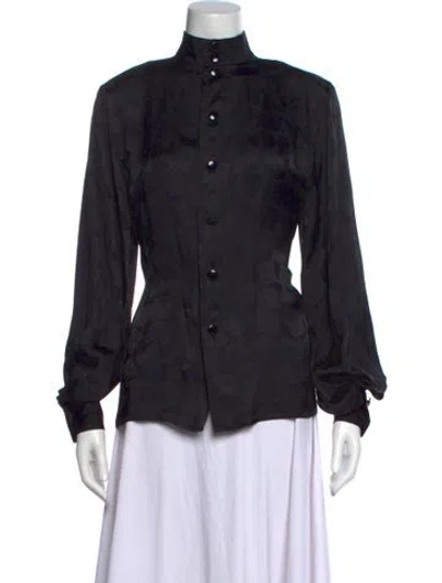 Pre-owned Saint Laurent Vintage Silk Blouse In Black