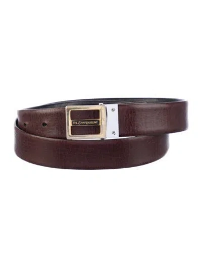 Pre-owned Saint Laurent Vintage Skinny Waist Belt In Brown
