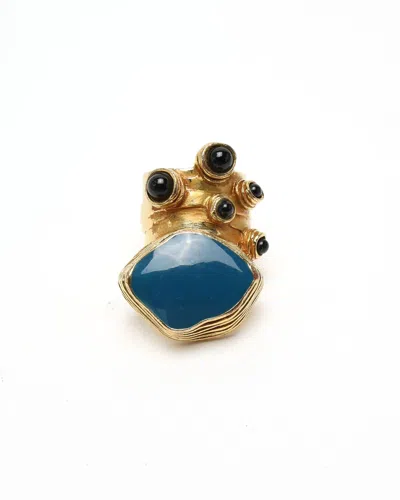 Pre-owned Saint Laurent Vintage Stone Ring In Gold