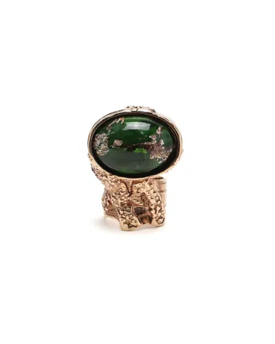 Pre-owned Saint Laurent Vintage Stone Ring, Size 13 In Green
