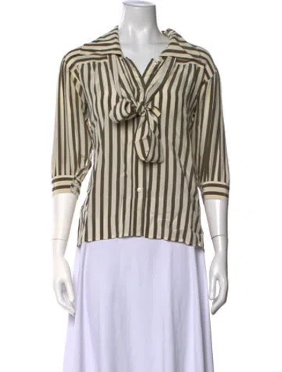 Pre-owned Saint Laurent Vintage Striped Blouse In Neutrals