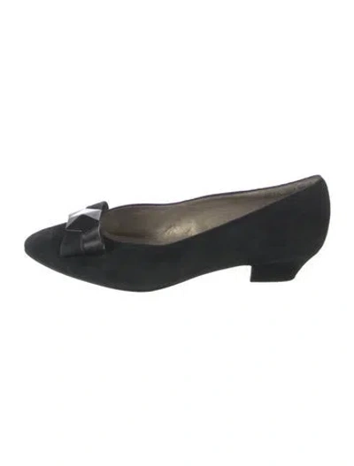 Pre-owned Saint Laurent Vintage Suede Ballet Flats In Black