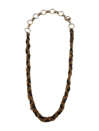 Pre-owned Saint Laurent Vintage Two-tone Braided Chain Necklace, 33" In Multi