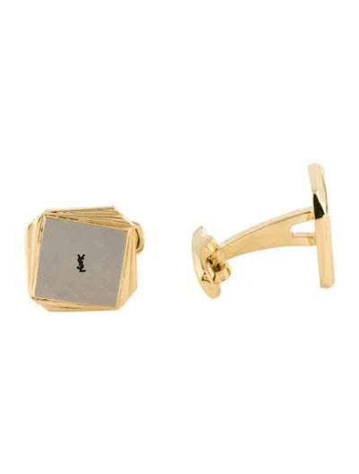 Pre-owned Saint Laurent Vintage Two-tone Cufflinks In Black