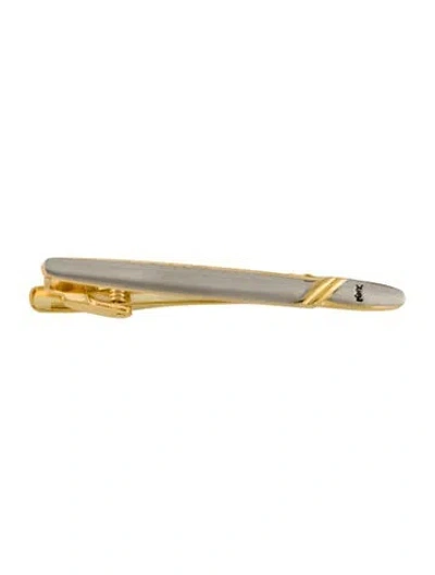 Pre-owned Saint Laurent Vintage Two-tone Logo Tie Clip In Multi