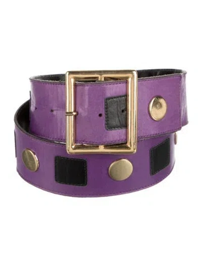 Pre-owned Saint Laurent Vintage Wide Belt In Purple