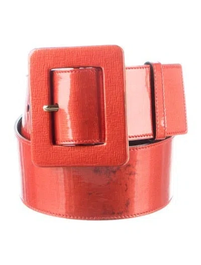 Pre-owned Saint Laurent Vintage Wide Belt In Red