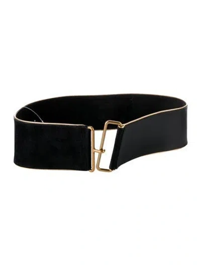 Pre-owned Saint Laurent Vintage Wide Waist Belt In Black