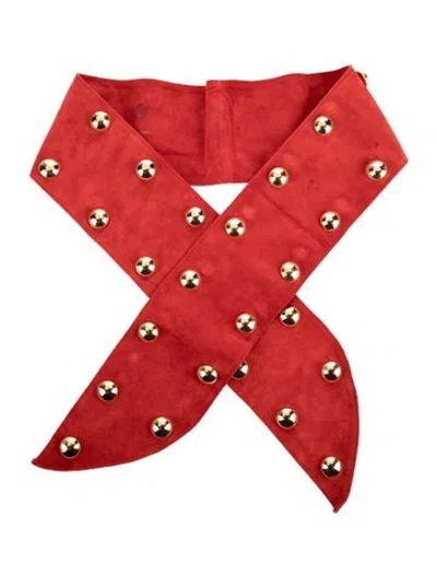 Pre-owned Saint Laurent Vintage Wide Waist Belt In Red