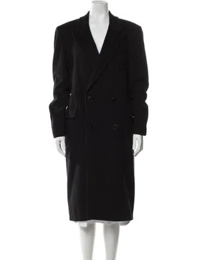 Pre-owned Saint Laurent Vintage Wool Peacoat In Black