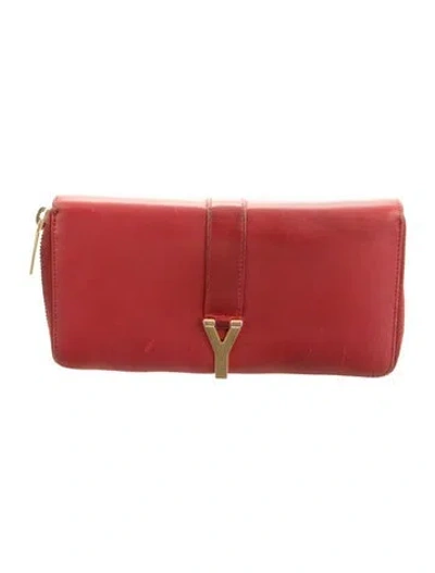 Pre-owned Saint Laurent Vintage Y Ligne Continental Wallet In Red
