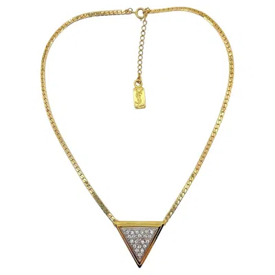 Pre-owned Saint Laurent Vintage Ysl Rhinestone Geo Style Necklace 1980s In Multi