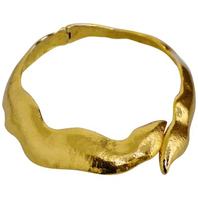 Pre-owned Saint Laurent Vintage Ysl Yves  Snake Rigid Choker Necklace In Brown