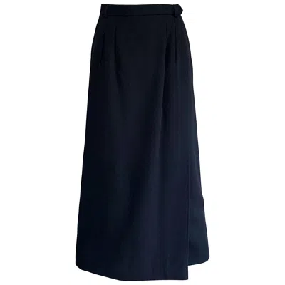 Pre-owned Saint Laurent Vintage Yves  1970s Black Wool Size Small 70s Wrap Maxi Skirt Ysl