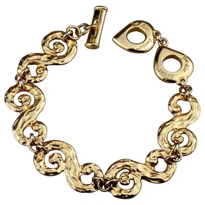 Pre-owned Saint Laurent Vintage Yves  Arabesque Hammered Bracelet In Sand