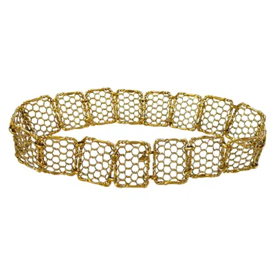 Pre-owned Saint Laurent Vintage Yves  Articulated Mesh Belt In Sand