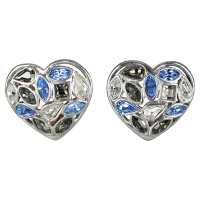 Pre-owned Saint Laurent Vintage Yves  By Robert Goossens Heart Rhinestones Earrings In Multi