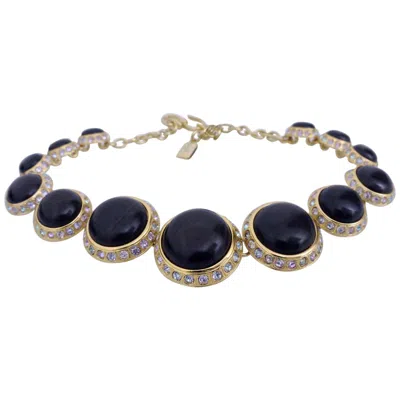 Pre-owned Saint Laurent Vintage Yves  Cabochon Rhinestone Choker Necklace In Brown