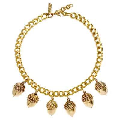 Pre-owned Saint Laurent Vintage Yves  Chain Necklace With Acorn Detail, 1980s In Multi